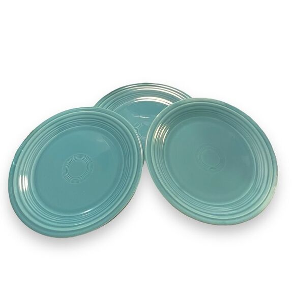 Set of 3 Vintage MCM Mid-Century Fiesta Ware Turquoise Dinner Plates - Picture 1 of 4